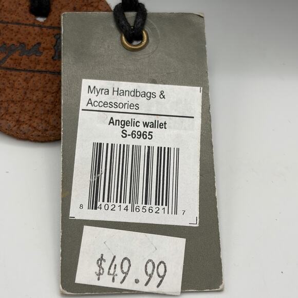 Myra Angelic Tooled Leather Wallet Full Zip Cash Cards Coin RFID Block NWT - Picture 4 of 14